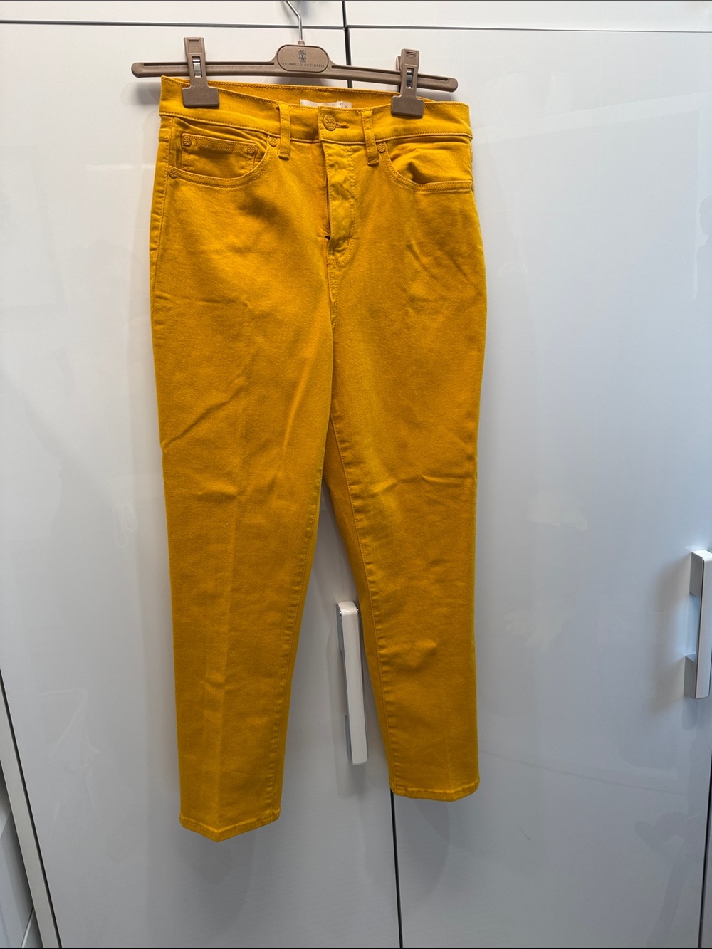 Tory Burch Mustard Yellow High-Rise Cropped Jeans